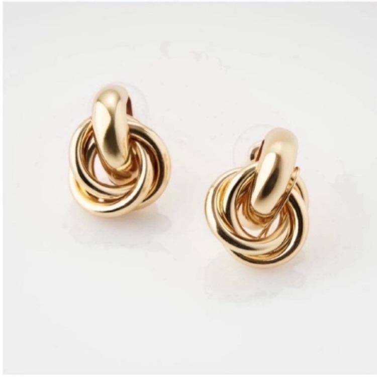 New! 14k Gold Plated Intertwine Post Earrings
